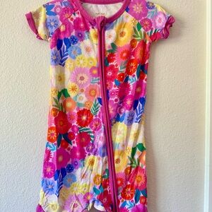 Little Sleepies Rainbow Blooms Shorty Romper 3T